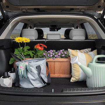 Rear hatch opened showing ample cargo space.