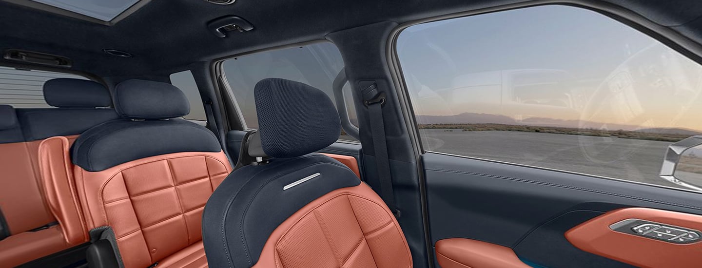 Deep Navy & Tuscan Umber SynTex & SynTex Suede Seat Trim