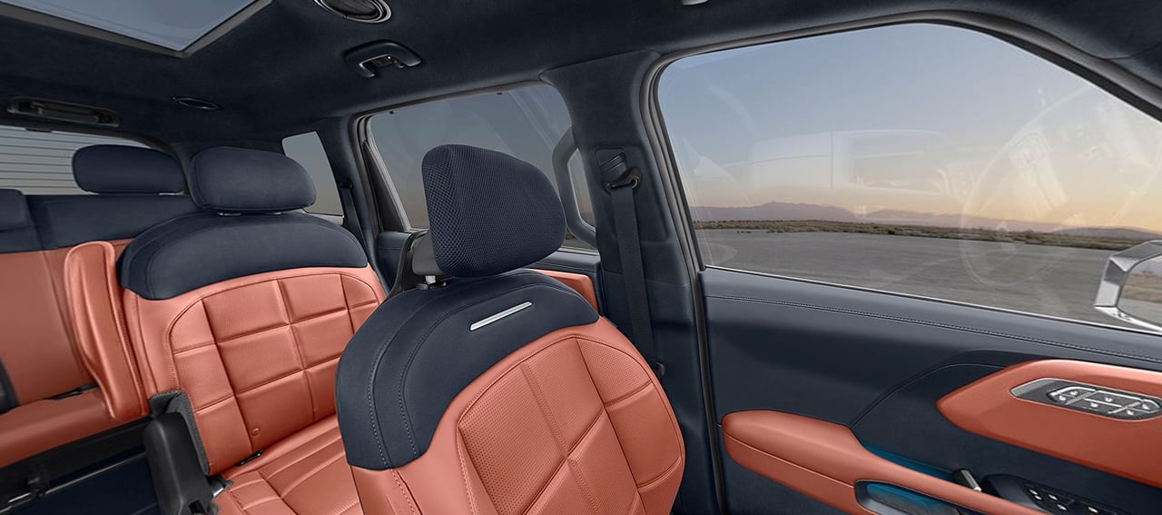 Deep Navy & Tuscan Umber SynTex & SynTex Suede Seat Trim